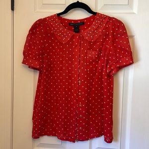 Marc by Marc Jacobs Silk Blouse Red w/White Polka Dots